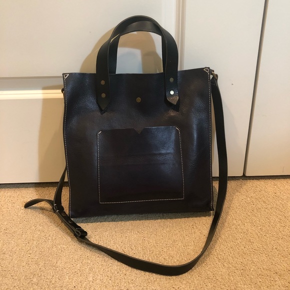 Madewell Handbags - Navy Blue and Beige Leather Purse from Madewell